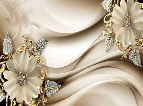 پوستر دیواری گل طرح مرمر و نگین نقره ای کد 3D-105 2 پوستر دیواری گل طرح مرمر و نگین نقره ای کد 3D-105