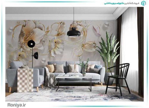 پوستر دیواری سه بعدی طرح گل و ماهی کد 3DF-248 2 پوستر دیواری برای پذیرایی