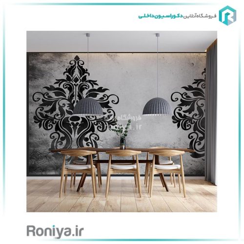 پوستر دیواری طرح داماسک سفید مشکی D-102 4 پوستر دیواری طرح داماسک سفید مشکی D-102