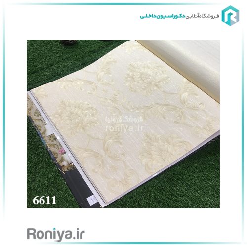 کاغذ دیواری گل های برجسته طلایی کد 6607 2 کاغذ دیواری گل طلای