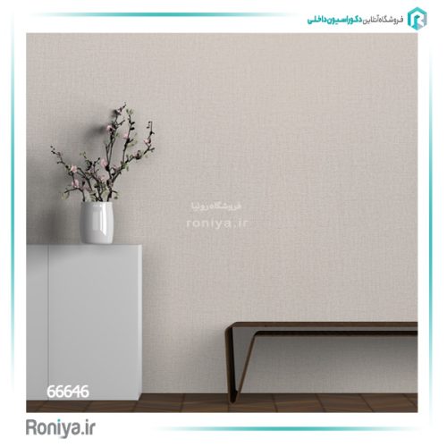کاغذ دیواری ساده سفید کرم کد 66646
