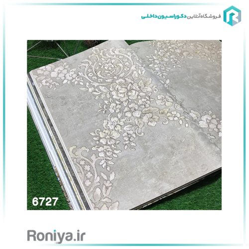 کاغذ دیواری گلدار طوسی برای پذیراییCode-6727 2 کاغذ دیواری گلدار طوسی برای پذیراییCode-6727