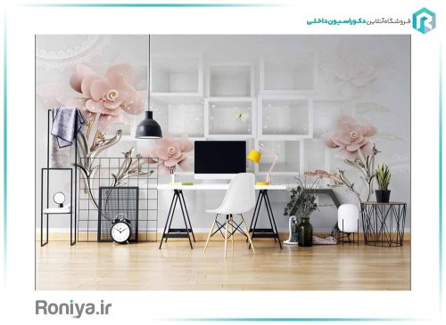 پوستر سه بعدی گل های صورتی 3DF-570