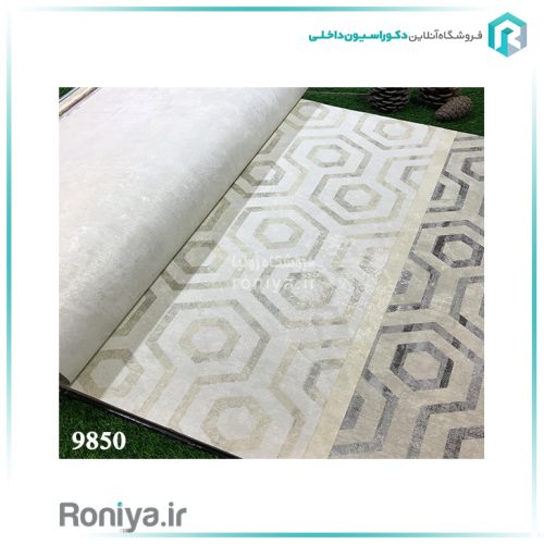 کاغذ دیواری اشکال هندسی سفید نقره‌ای