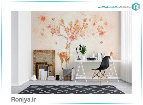 پوستر آهو و گل صورتی AN-050 3 پوستر آهو و گل صورتی AN-050