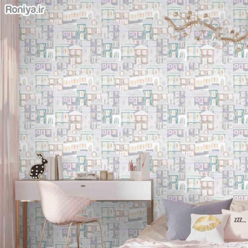 کاغذ دیواری اتاق خواب طرح خانه کد C9115 2 کاغذ دیواری اتاق خواب طرح خانه