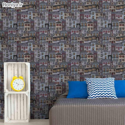 کاغذ دیواری اتاق خواب طرح خانه کد C9115 4 کاغذ دیواری اتاق خواب طرح خانه