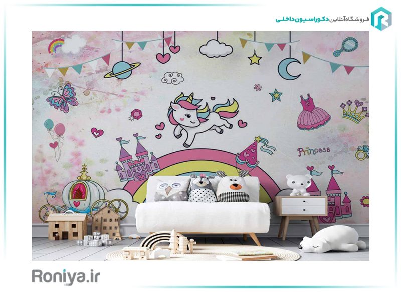 طرح یونی کورن برای کاغذ دیواری اتاق کودک CN-0166