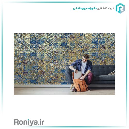 پوستر دیواری لاکچری آبی طلاییCode-LX-93