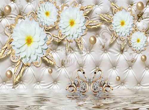 پوستر دیواری گل سه بعدی کرمCode-3DF-610 3 پوستر دیواری گل سه بعدی کرمCode-3DF-610