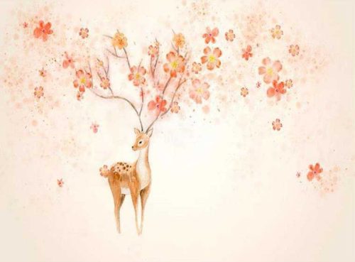 پوستر آهو و گل صورتی AN-050 6 پوستر آهو و گل صورتی AN-050