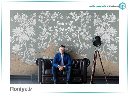 پوستر دیواری گل های نقره ای 3DF-594