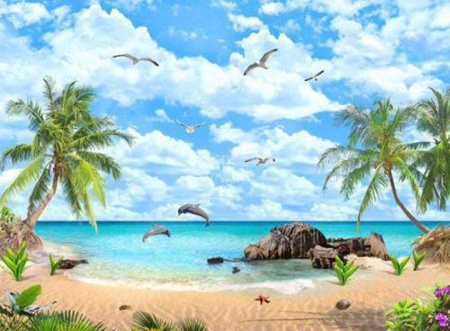 پوستر دیواری سه بعدی دریا و ساحل کد NT.194 2 پوستر دیواری سه بعدی دریا و ساحل کد NT.194