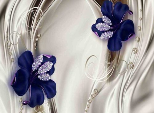 پوستر سه بعدی گل سرمه ای 3DF-389