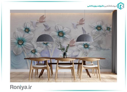 پوستر سه بعدی گل سفید 3DF-385 2 پوستر سه بعدی گل سفید 3DF-385