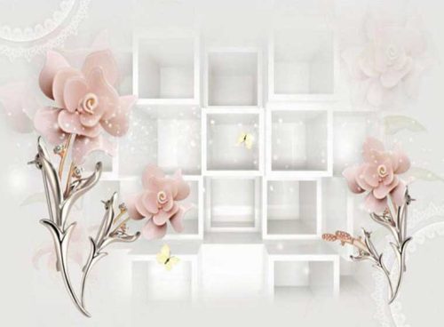 پوستر سه بعدی گل های صورتی 3DF-570