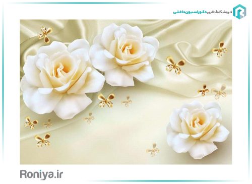 پوستر گل رز سفید سه بعدی 3DF-500 2 پوستر گل رز سفید سه بعدی 3DF-500