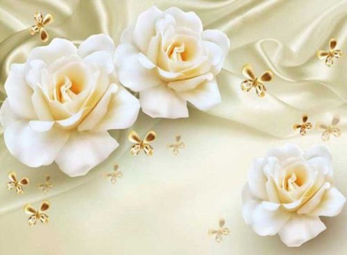 پوستر گل رز سفید سه بعدی 3DF-500 3 پوستر گل رز سفید سه بعدی 3DF-500