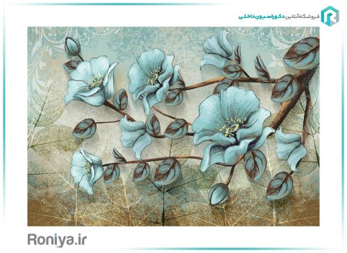 پوستر گل های آبی 3DF-370
