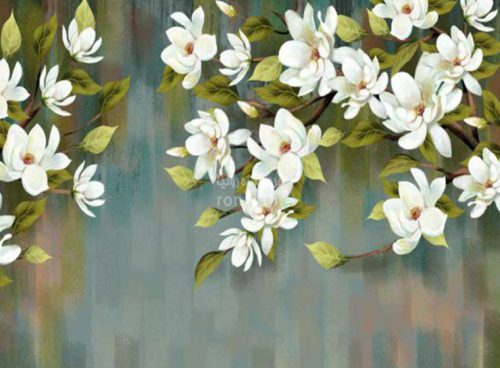 پوستر دیواری طرح گل سفید 3DF-230 5 پوستر دیواری طرح گل سفید 3DF-230