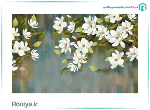 پوستر دیواری طرح گل سفید 3DF-230 2 پوستر دیواری طرح گل سفید