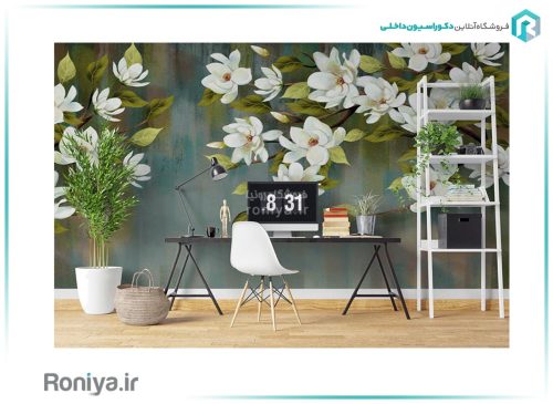 پوستر دیواری طرح گل سفید 3DF-230 3 پوستر دیواری طرح گل سفید