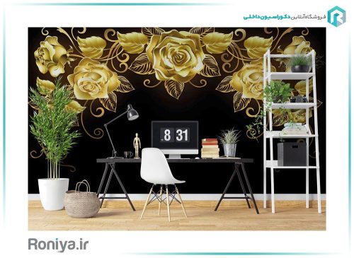 پوستر دیواری مشکی و طلایی 3DF-281 7 پوستر دیواری مشکی و طلایی 3DF-281