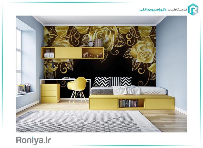 پوستر دیواری مشکی و طلایی 3DF-281