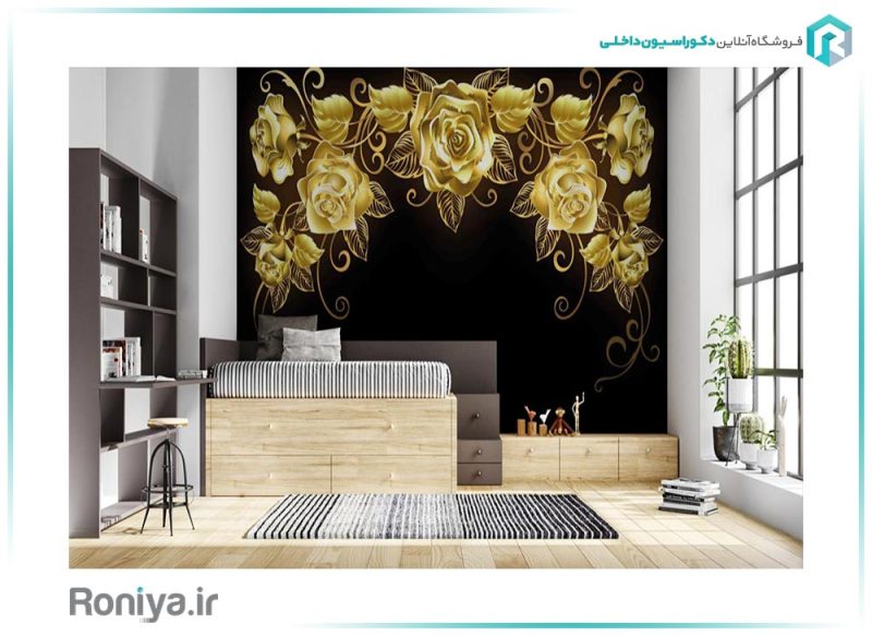 پوستر دیواری مشکی و طلایی 3DF-281