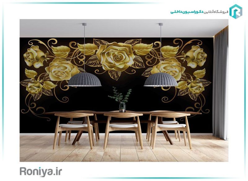 پوستر دیواری مشکی و طلایی 3DF-281