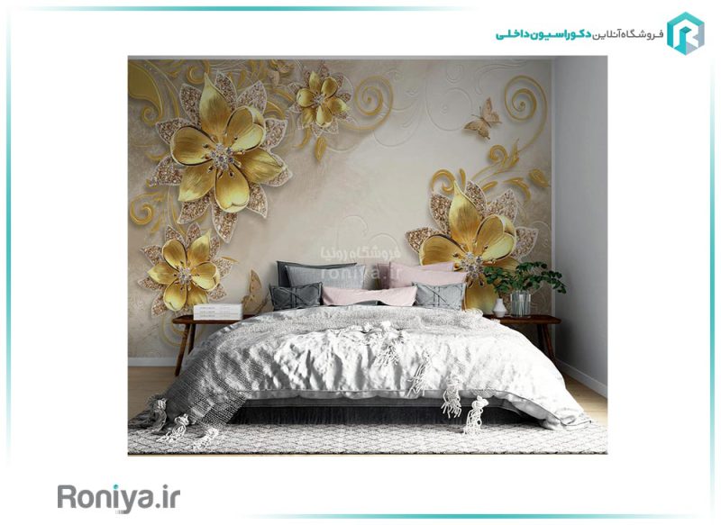 پوستر دیواری گل برجسته طلایی 3DF-246