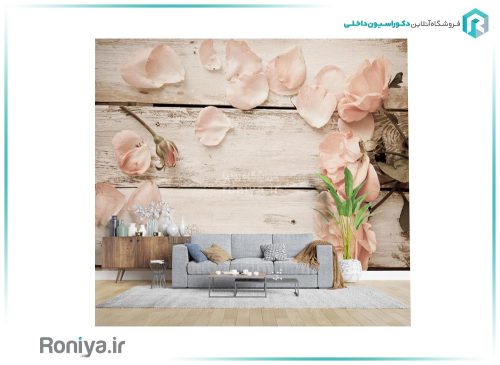 پوستر دیواری گل رز صورتی 3DF-251 5 پوستر دیواری طرح گلبرگ