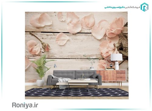 پوستر دیواری گل رز صورتی 3DF-251 4 پوستر دیواری طرح گلبرگ برای پذیرایی