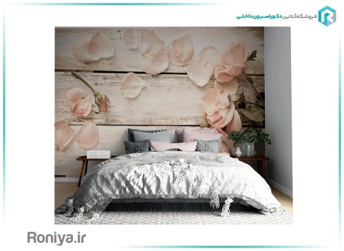 پوستر دیواری گل رز صورتی 3DF-251 3 پوستر دیواری طرح گلبرگ برای اتاق خواب
