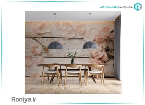 پوستر دیواری گل رز صورتی 3DF-251 2 پوستر دیواری طرح گلبرگ برای آشپز خانه