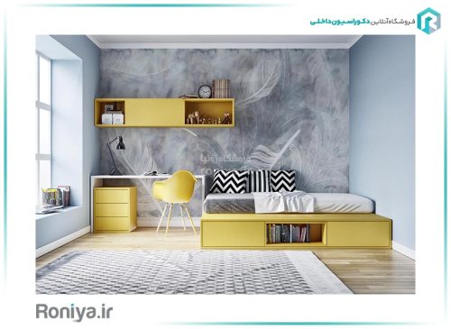 پوستر سه بعدی اتاق خواب طوسی AB-65 3 پوستر سه بعدی اتاق خواب طوسی AB-65