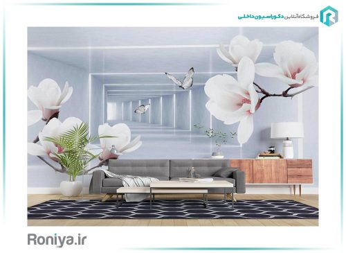 پوستر سه بعدی گل سفید 3DF-307 4 پوستر سه بعدی گل سفید 3DF-307