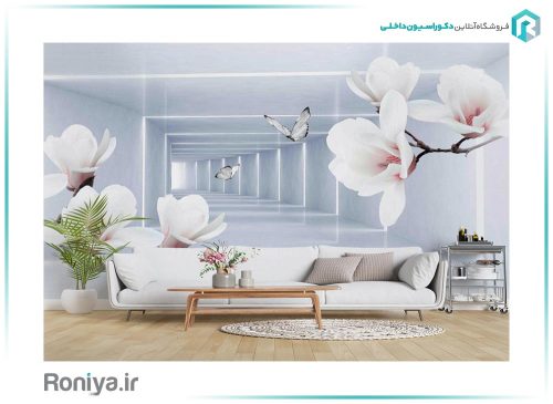 پوستر سه بعدی گل سفید 3DF-307