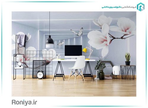 پوستر سه بعدی گل سفید 3DF-307 3 پوستر سه بعدی گل سفید 3DF-307