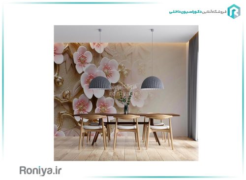 پوستر سه بعدی گل صورتی 3DF-586 2 پوستر سه بعدی گل صورتی 3DF-586