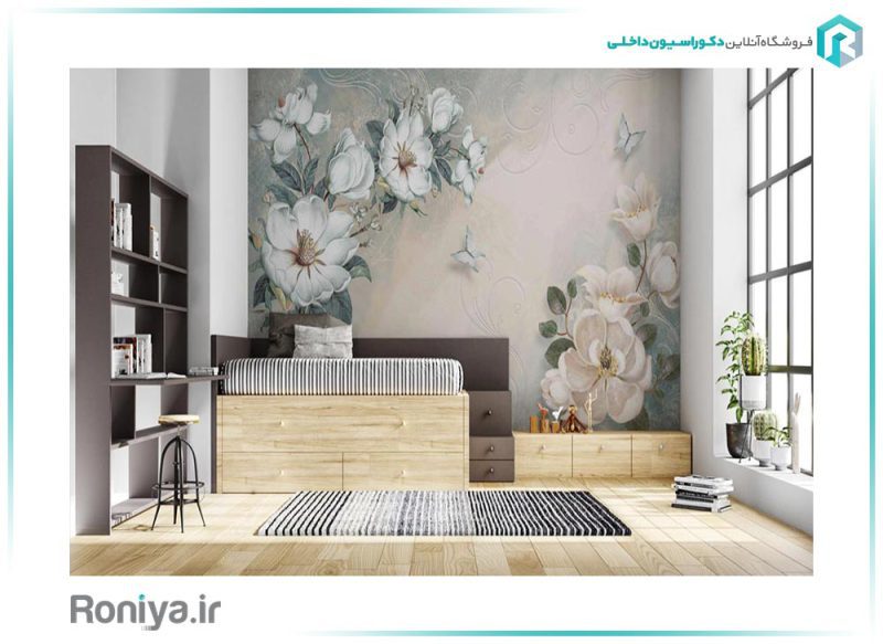 پوستر سه بعدی گلهای سفید 3DF-308