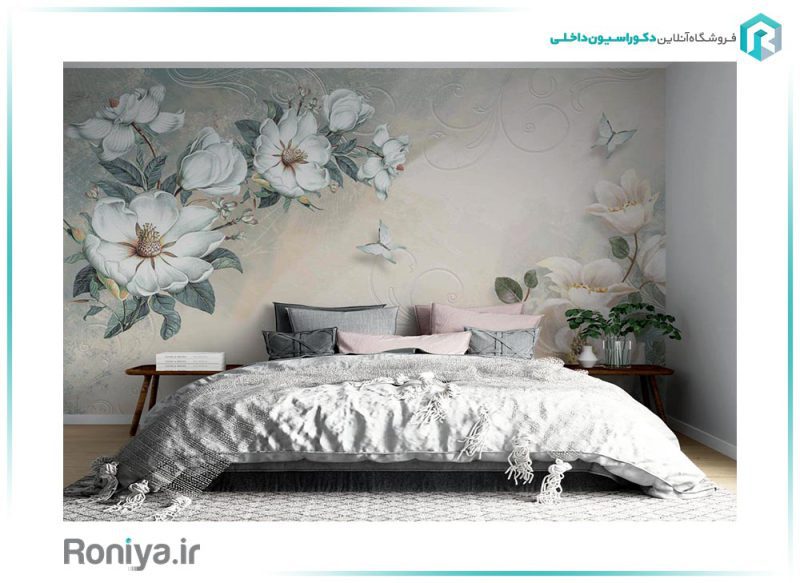 پوستر سه بعدی گلهای سفید 3DF-308