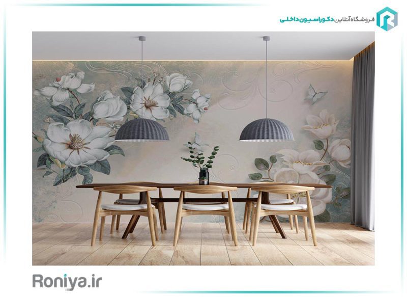 پوستر سه بعدی گلهای سفید 3DF-308