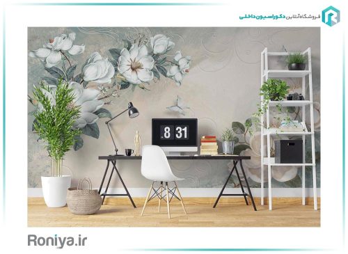 پوستر سه بعدی گلهای سفید 3DF-308