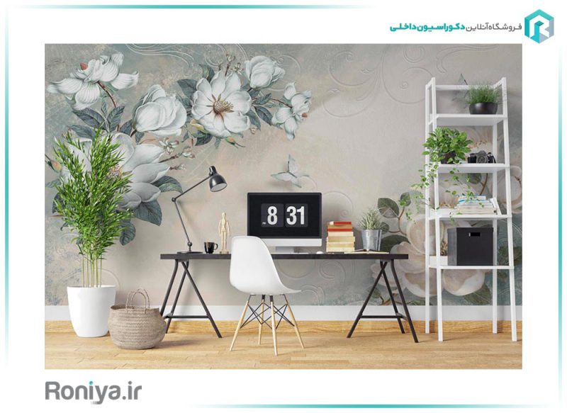 پوستر سه بعدی گلهای سفید 3DF-308