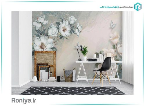 پوستر سه بعدی گلهای سفید 3DF-308