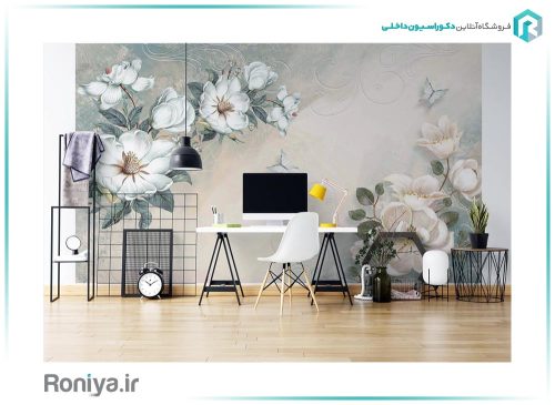 پوستر سه بعدی گلهای سفید 3DF-308