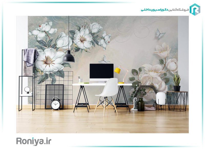 پوستر سه بعدی گلهای سفید 3DF-308