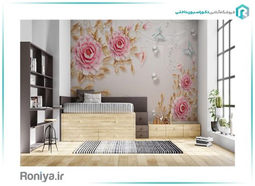 پوستر گل صورتی 3DF-322 3 پوستر گل صورتی 3DF-322