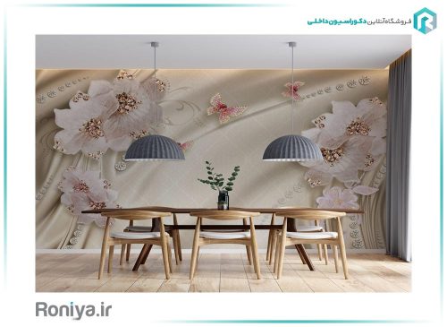 پوستر گل و پروانه سه بعدی 3DF-286 3 پوستر گل و پروانه سه بعدی 3DF-286